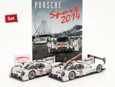 2-Car Set com livro: Porsche 919 Hybrid #20 #14 24h LeMans 2014 1:18 Ixo