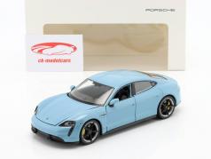 Porsche Taycan Turbo S bouwjaar 2020 bevroren blauw metalen 1:24 Welly
