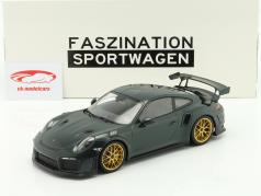 Porsche 911 (991 II) GT2 RS Weissach pakke 2018 British racing grøn / gylden fælge 1:18 Minichamps
