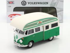 Volkswagen VW T1 (Type 2) Camper Van vert / Blanc 1:24 MotorMax