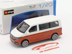 Volkswagen VW T6 Multivan bouwjaar 2020 Wit / bruin metalen 1:43 Bburago