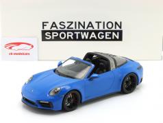 Porsche 911 (992) Targa 4 GTS bouwjaar 2021 shark blauw 1:18 Minichamps