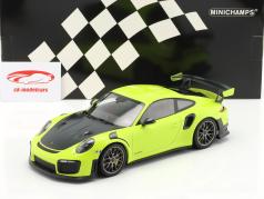 Porsche 911 (991 II) GT2 RS 2018 luz verde / prata aros 1:18 Minichamps
