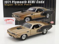 Plymouth Hemi Cuda Super Track Pack 1971 marrón dorado / negro 1:18 GMP