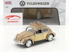 Volkswagen VW 甲虫 建設年 1966 と ルーフラック ライト・ブラウン 1:24 MotorMax