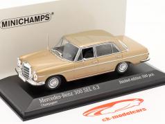Mercedes-Benz 300 SEL 6.3 (W109) Ano de construção 1968 ouro metálico 1:43 Minichamps