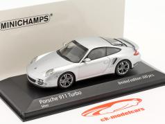 Porsche 911 (997 II) Turbo Bouwjaar 2009 zilver 1:43 Minichamps