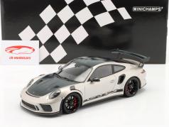 Porsche 911 (991 II) GT3 RS Weissach pacchetto 2019 d&#39;argento / Nero 1:18 Minichamps