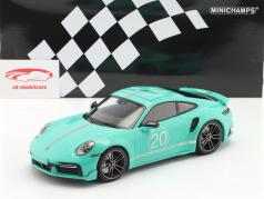Porsche 911 (992) Turbo S Sport Design 2021 мятно-зеленый 1:18 Minichamps