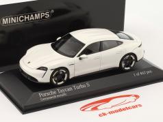 Porsche Taycan Turbo S Année de construction 2019 blanc de carrare métallique 1:43 Minichamps