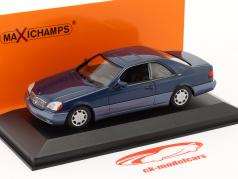 Mercedes-Benz 600 SEC Coupe ano de construção 1992 azul metálico 1:43 Minichamps
