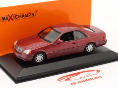 Mercedes-Benz 600 SEC Coupe ano de construção 1992 vermelho metálico 1:43 Minichamps