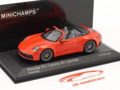 Porsche 911 (992) Carrera 4S cabriolet Bouwjaar 2019 lava oranje 1:43 Minichamps
