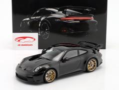 Porsche 911 (992) GT3 2021 preto / jantes Aurum 1:18 Minichamps