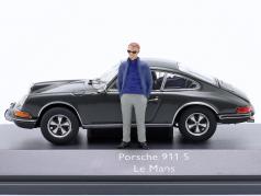 Porsche 911 S LeMans med figur Steve McQueen Grå 1:43 Schuco