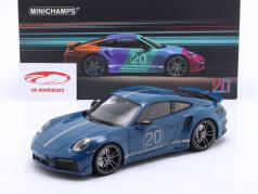 Porsche 911 (992) Turbo S Sport Design 建設年 2021 オスロ 青 1:18 Minichamps