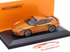 Porsche 911 (997) Turbo Bouwjaar 2009 goud metalen 1:43 Minichamps