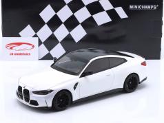 BMW M4 Coupe (G82) ano de construção 2020 branco / preto 1:18 Minichamps