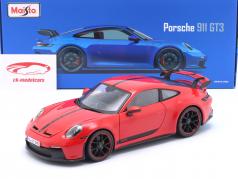 Porsche 911 (992) GT3 Bouwjaar 2022 rood 1:18 Maisto