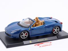 Ferrari 458 Spider Año de construcción 2011 azul metálico 1:24 Bburago