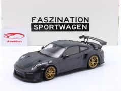 Porsche 911 (991 II) GT2 RS Weissach pakke 2018 lilla metallisk / gyldne fælge 1:18 Minichamps
