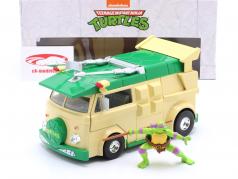 Turtles Party Wagon met figuur Donatello groente / beige 1:24 Jada Toys