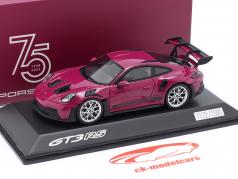 Porsche 911 (992) GT3 RS Ano de construção 2022 estrela rubi 1:43 Spark