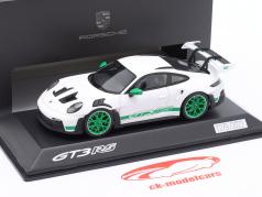 Porsche 911 (992) GT3 RS Año de construcción 2022 blanco / verde 1:43 Spark