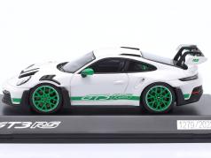 Porsche 911 (992) GT3 RS Bouwjaar 2022 wit / groente 1:43 Spark