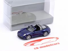 Porsche 911 (992) Targa 4 Byggeår 2020 blå metallisk 1:87 Minichamps