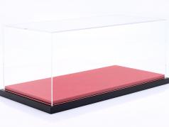 Luxus Acryl-Vitrine mit Kunstleder auf MDF-Bodenplatte rot 1:12 Jewel Cases