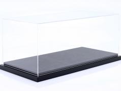 Luxus Acryl-Vitrine mit Kunstleder auf MDF-Bodenplatte schwarz 1:12 Jewel Cases