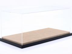 Luxus Acryl-Vitrine mit Kunstleder auf MDF-Bodenplatte braun 1:12 Jewel Cases