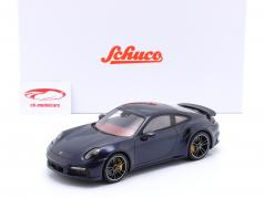 Porsche 911 (992) Turbo S Byggeår 2021 nat blå metallisk 1:18 Schuco
