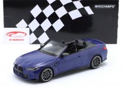 BMW M4 Cabriolet (G83) Année de construction 2021 givré Portimão bleu métallique 1:18 Minichamps