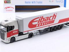 Scania Oplegger vrachtwagen met oplegger "Eibach" wit / rood 1:43 Bburago
