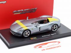 Ferrari Monza SP1 Byggeår 2019 sølvgrå metallisk / gul 1:43 Bburago Signature
