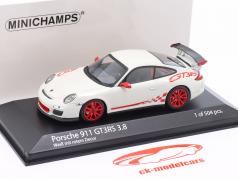 Porsche 911 (997.II) GT3 RS 3.8 Byggeår 2009 hvid med rød indretning 1:43 Minichamps