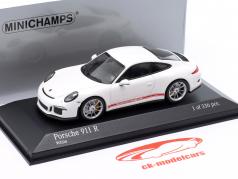 Porsche 911 (991) R Bouwjaar 2016 wit 1:43 Minichamps