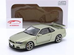 Nissan Skyline GT-R (R34) RHD Anno di costruzione 1999 verde chiaro metallico 1:18 Solido