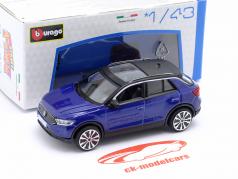 Volkswagen VW T-Roc Année de construction 2021 bleu métallique 1:43 Bburago