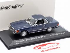 Mercedes-Benz 350 SL (R107) Capota rígida Ano de construção 1974 azul 1:43 Minichamps