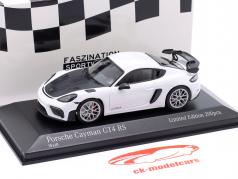Porsche 718 (982) Cayman GT4 RS 2021 blanc / argent jantes 1:43 Minichamps