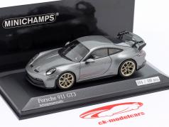 Porsche 911 (992) GT3 2021 агатовый серый металлический / золотой автомобильные диски 1:43 Minichamps