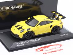 Porsche 911 (992) GT3 RS 2023 racing geel / zwart velgen 1:43 Minichamps