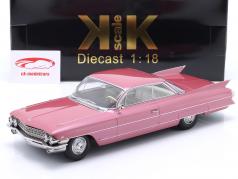 Cadillac Series 62 Coupe DeVille Bouwjaar 1961 roze metalen 1:18 KK-Scale