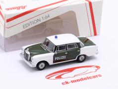 Mercedes-Benz 200 (W110) 警察 1961 緑 / 白 1:64 Schuco