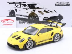 Porsche 911 (992) GT3 РС Год постройки 2023 желтый / серебро автомобильные диски 1:18 Minichamps