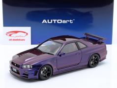 Nissan Skyline GT-R (R34) Nismo Z-tune 2005 紫色的 金属的 1:18 AUTOart