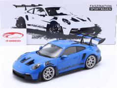 Porsche 911 (992) GT3 RS Año de construcción 2023 azul / plata llantas 1:18 Minichamps